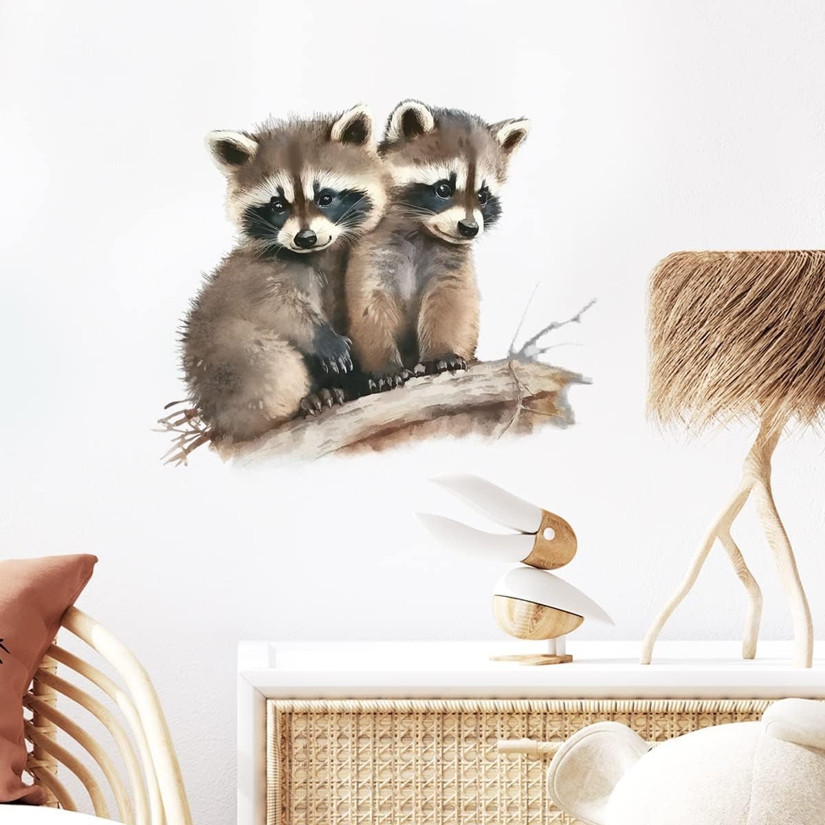 Animal Wall Decal Raccoon Removable Waterproof Nursery Wall Sticker Kids Room