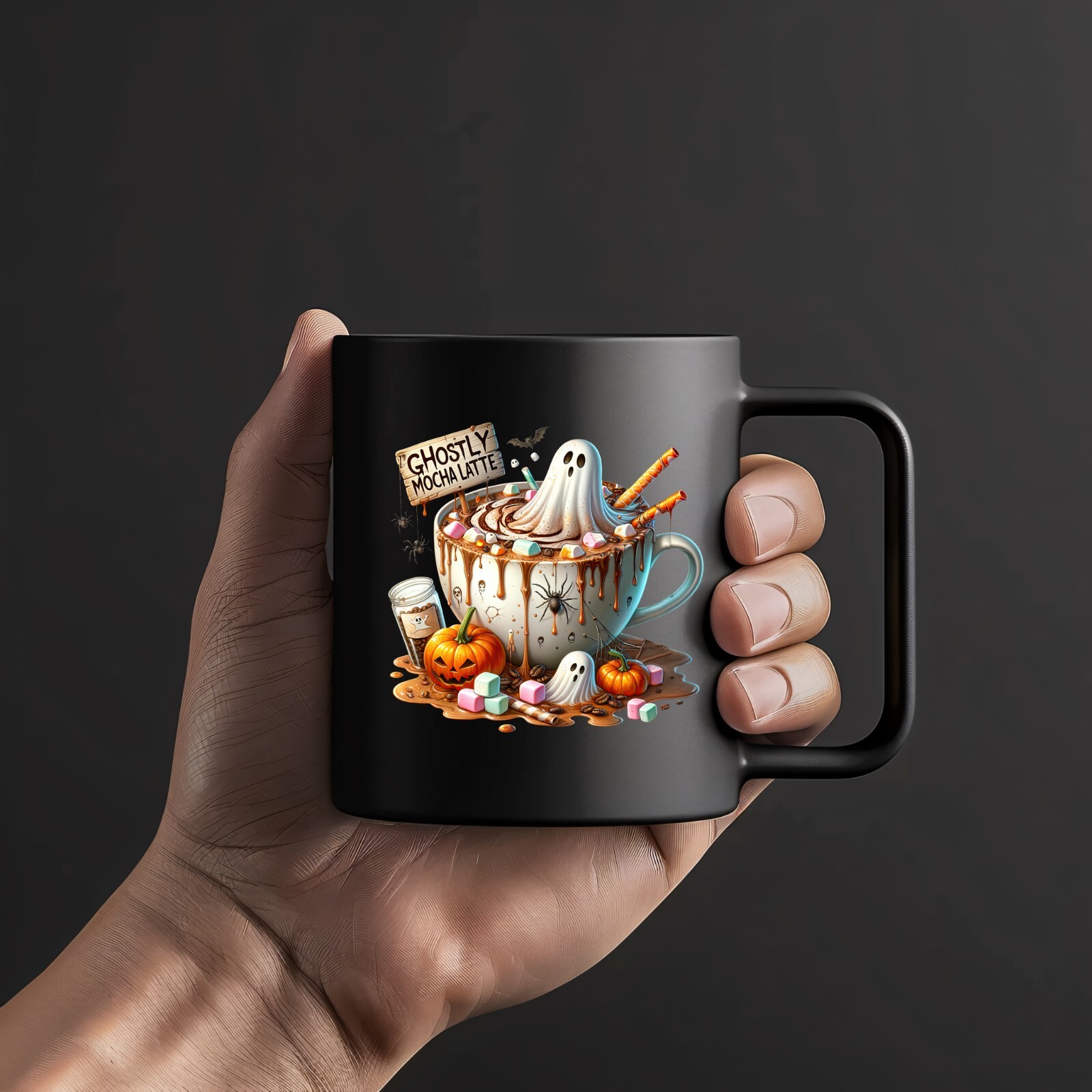 Halloween Ghostly Mocha Latte UV DTF Transparent Sticker / Decal