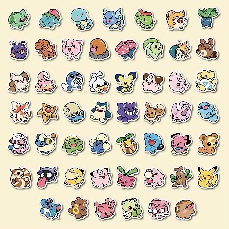 Pokemon Stickers 50pcs Anime Kawaii Style DIY Laptop Luggage Skateboard Phone