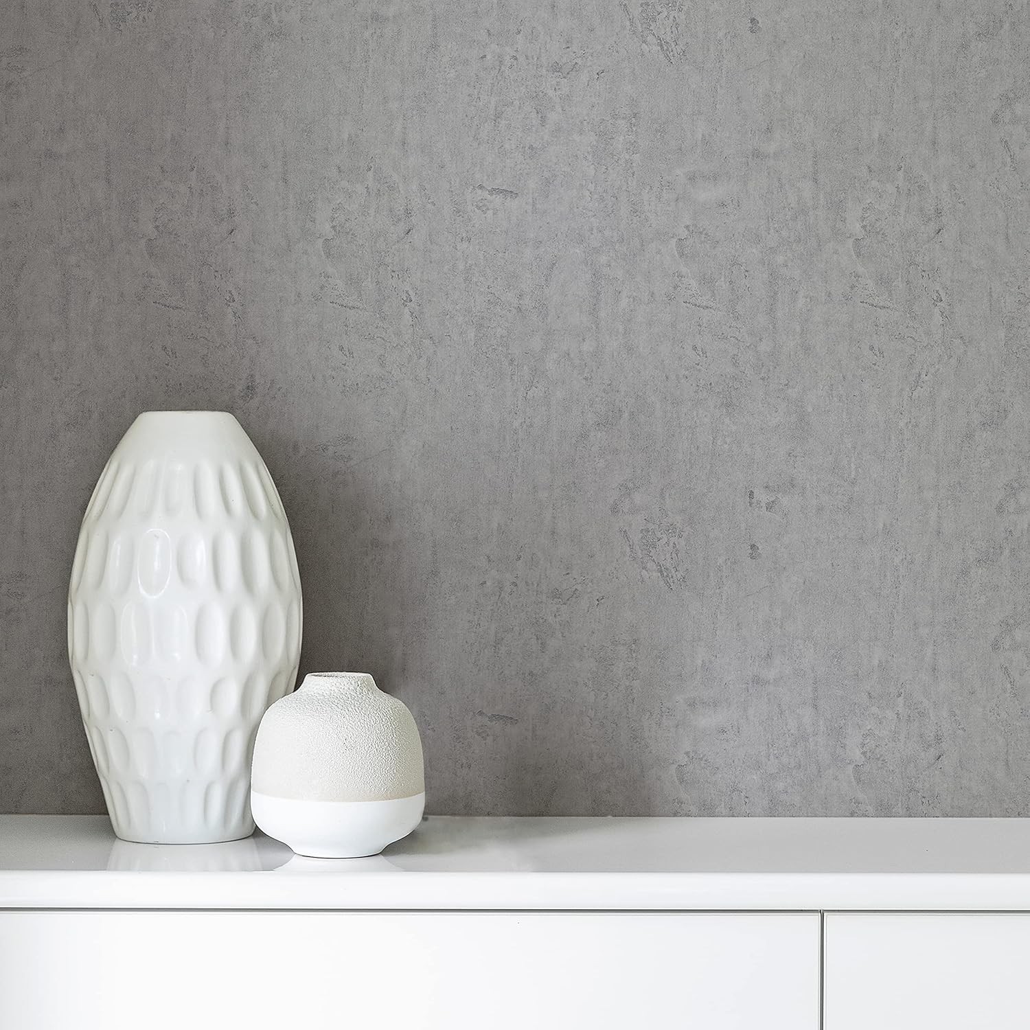 Concrete Grey Wallpaper 24"x354" Extra Thick Wide Waterproof Peel and Stick C…