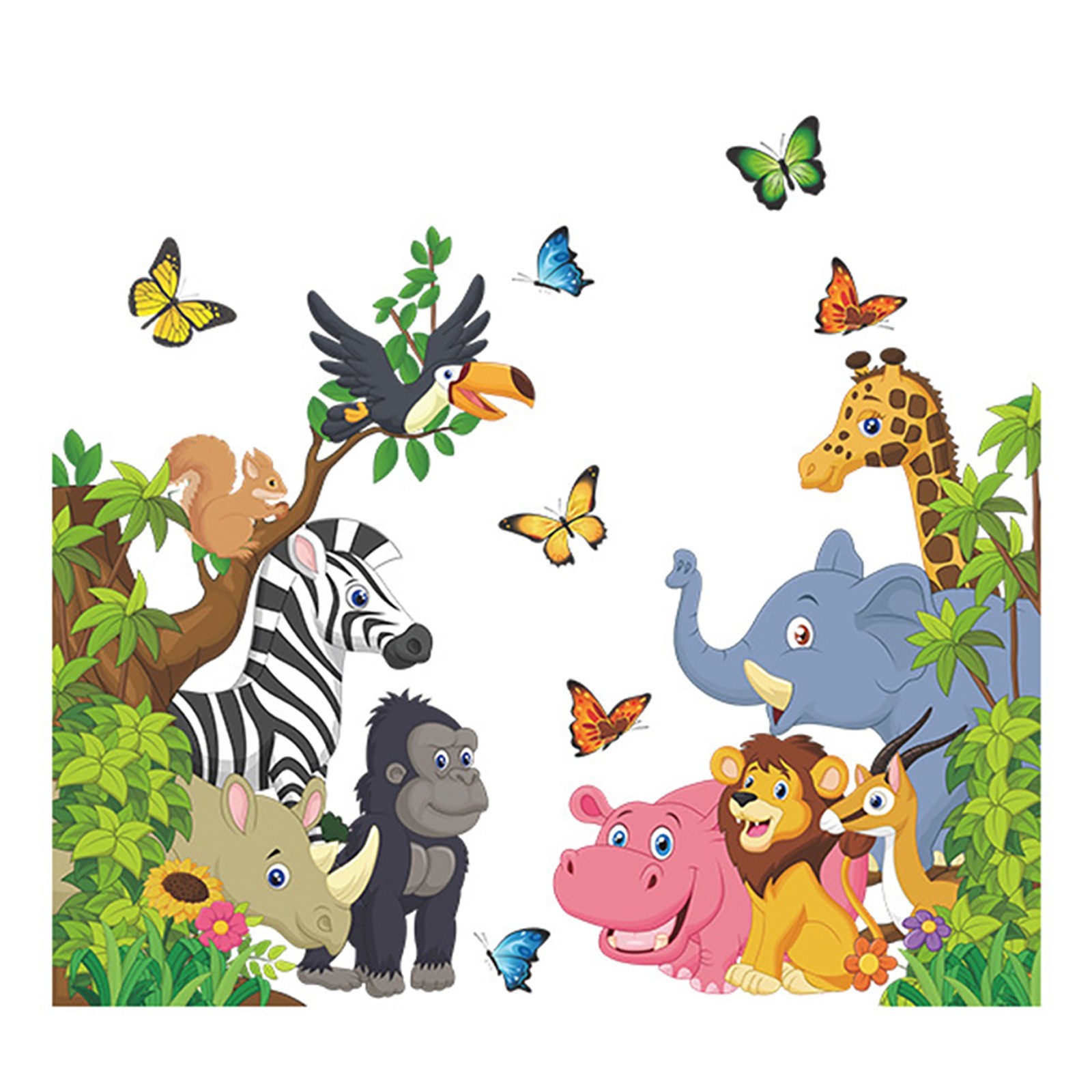 Vinyl Decal Wall Sticker Jungle Animals Living Room PVC Playroom Removable Room