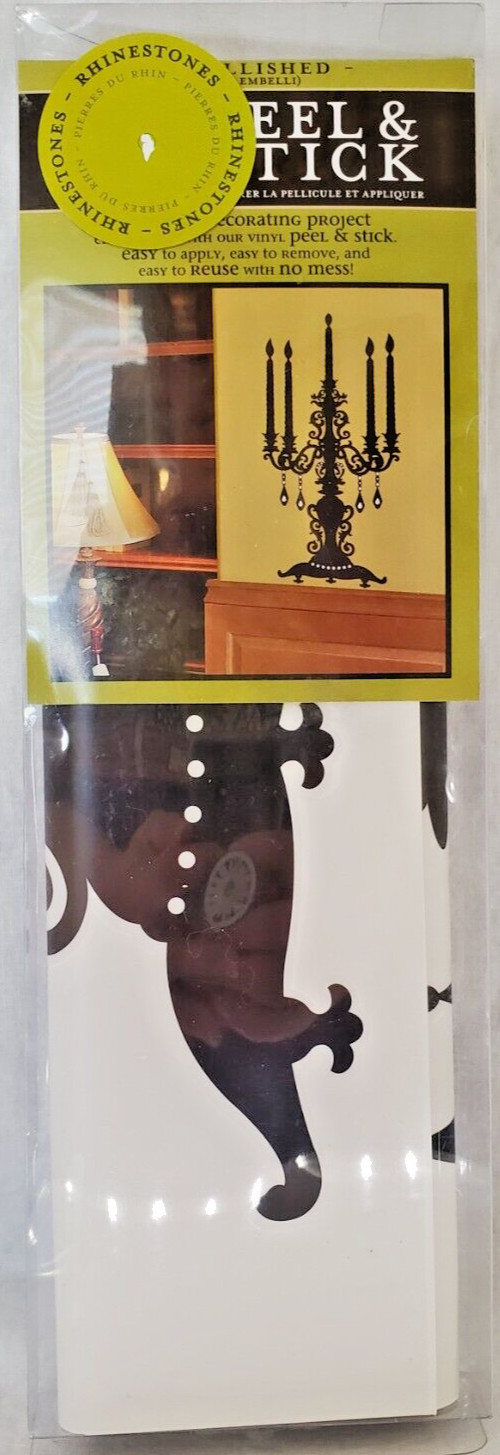 'Once Apon A Candelabra' Wall Peel & Stick 23.62" X 12.6"Decorative Rhinestones