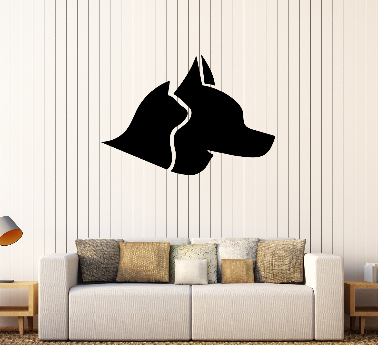 Wall Decal Animals Dog Cat Pets Head Vinyl Sticker (ed1738)