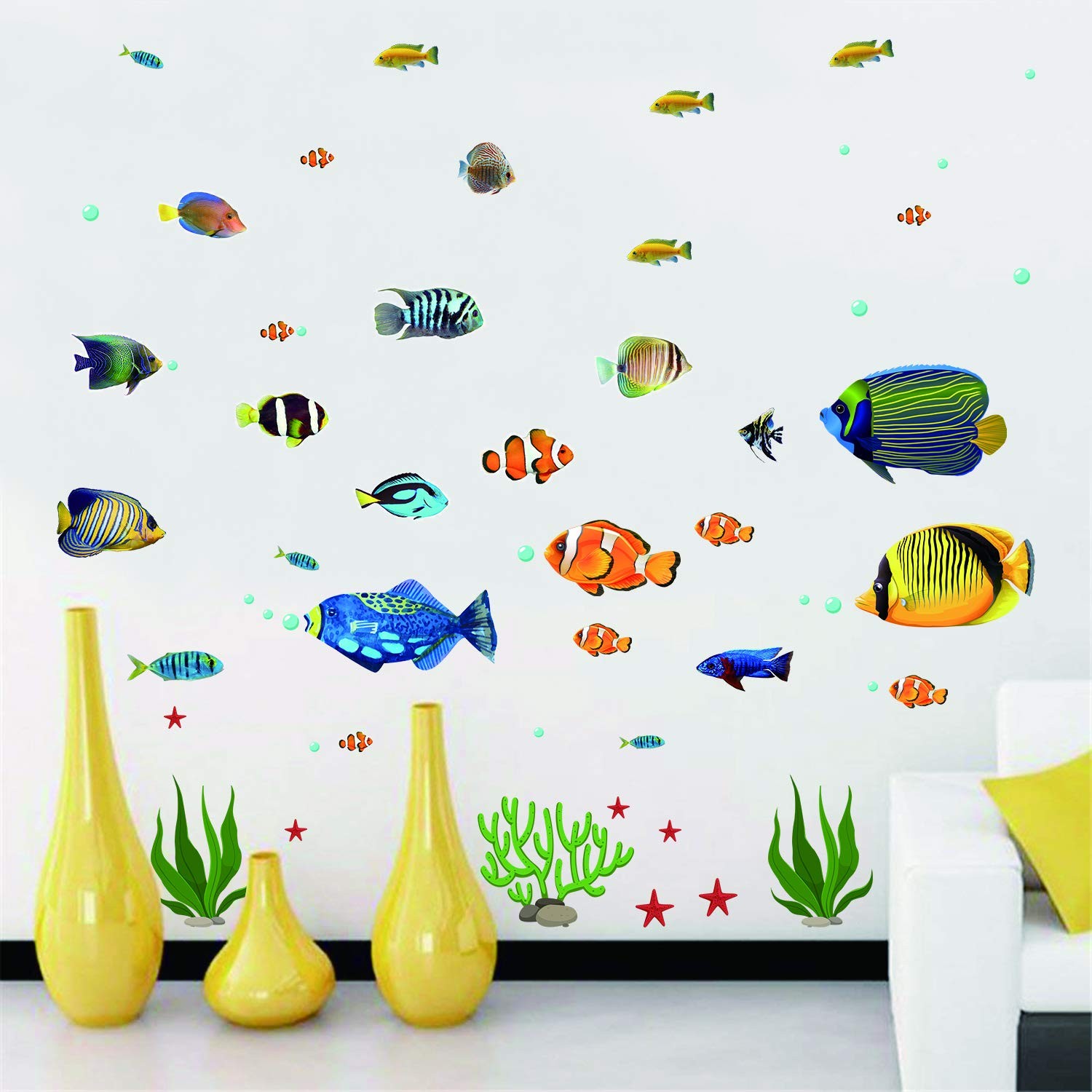 Fish Wall Stickers Under The Sea Decorative Wall Decals Coral Reef Fish Wall …