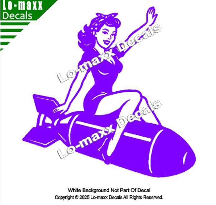 WW II Hot Sexy Girl Bomb Nose Art Decal Die Cut Vinyl Sticker Multi Size/Color