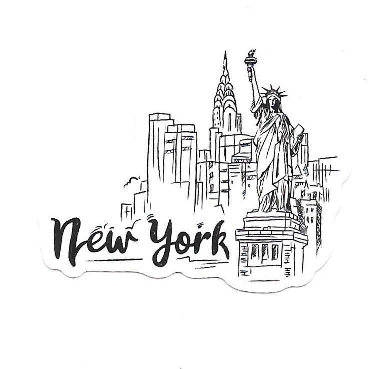New York City Skyline Vinyl Sticker Statue of Liberty Decal NYC Souvenir Sketch