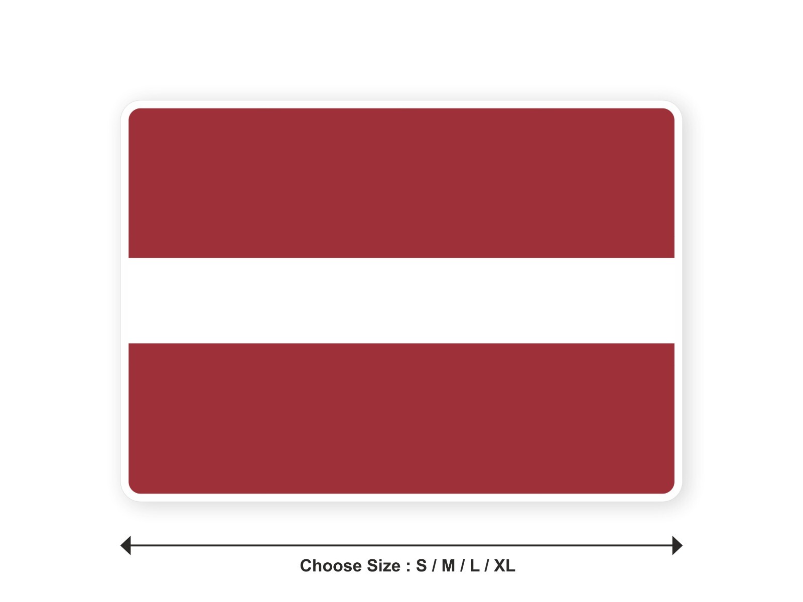Sticker flag LATVIA Latvian Lettish 3,9′′(S) -11′′(XL) decal white border