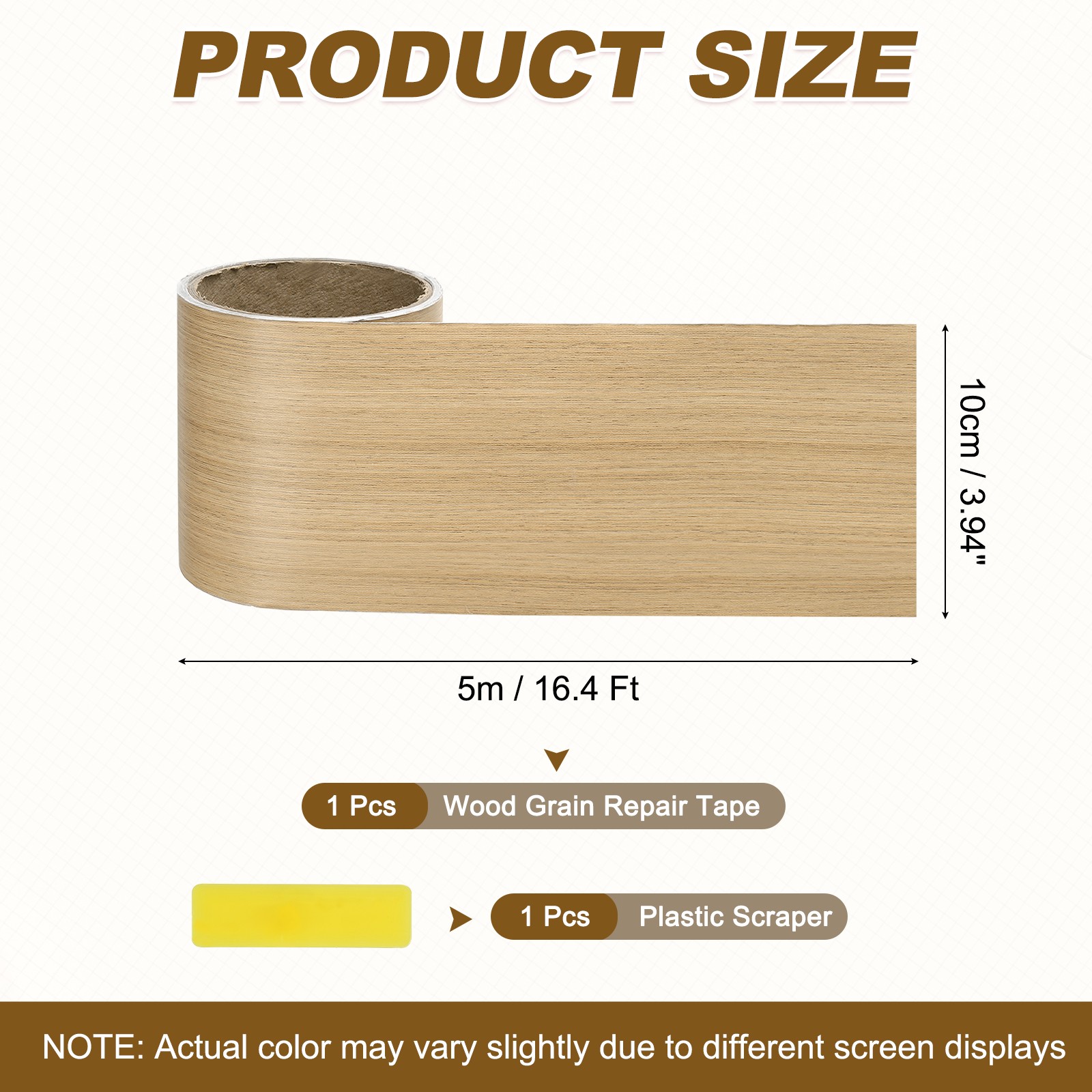 Wood Grain Repair Tape, 3.94 Inch x 16.4 ft Self Adhesive, Poplar