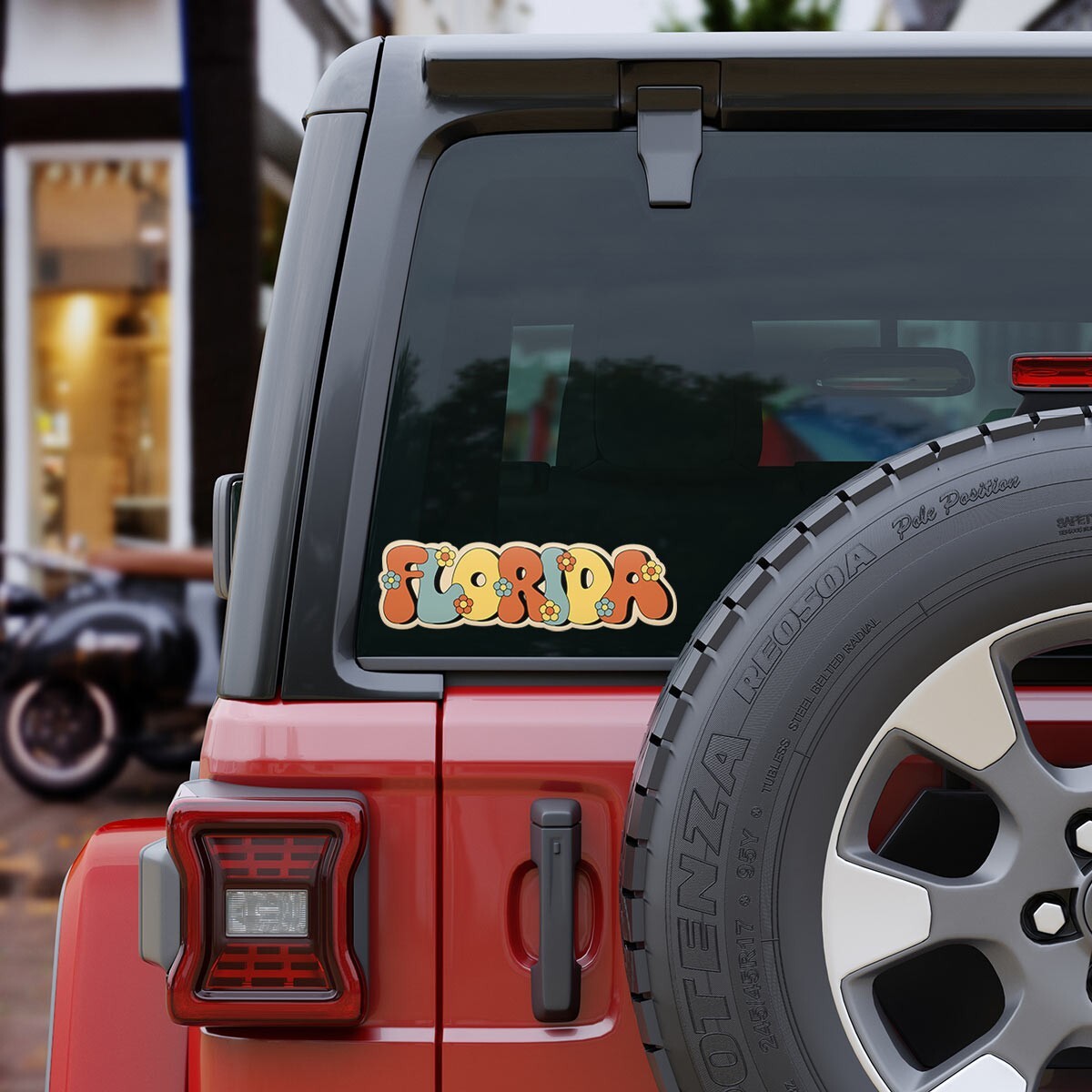 Bumper Sticker: Florida Funky Flowers, Retro FL, US State Souvenir