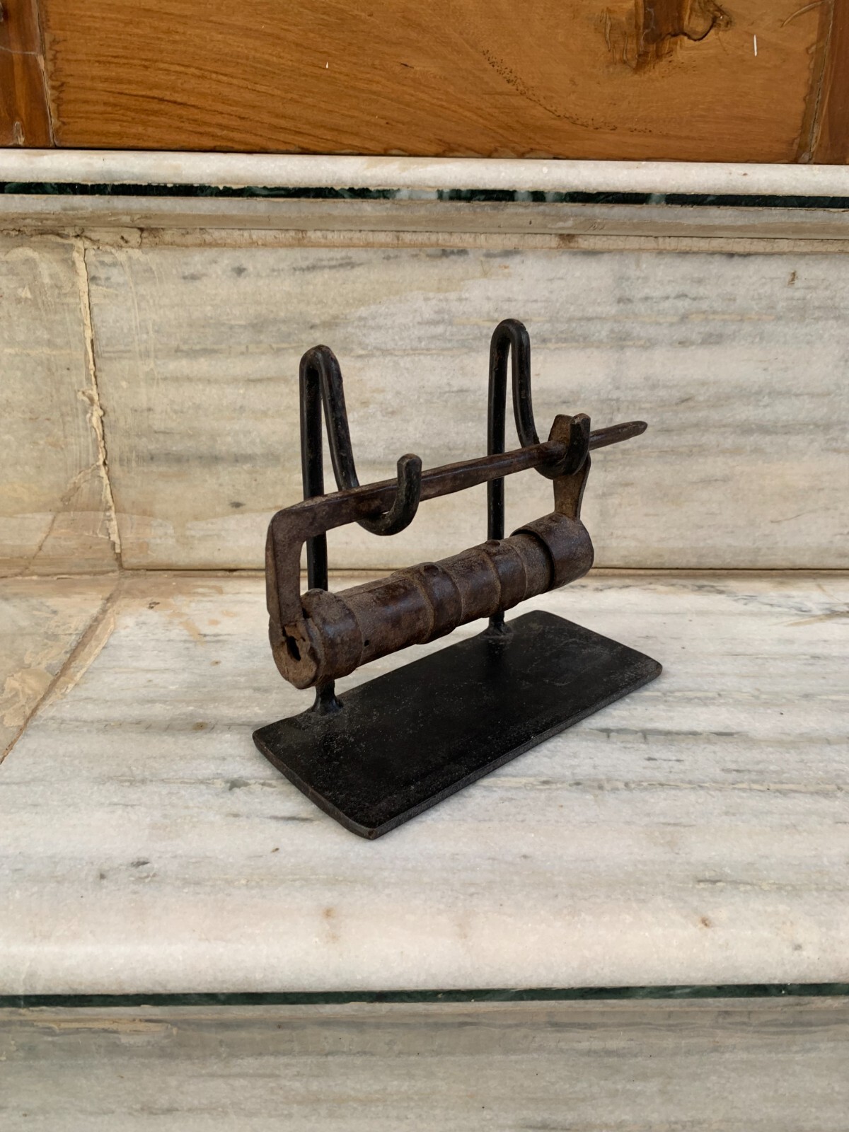 Global Views A Chores Antique Lock & Without Key on Stand home Decor