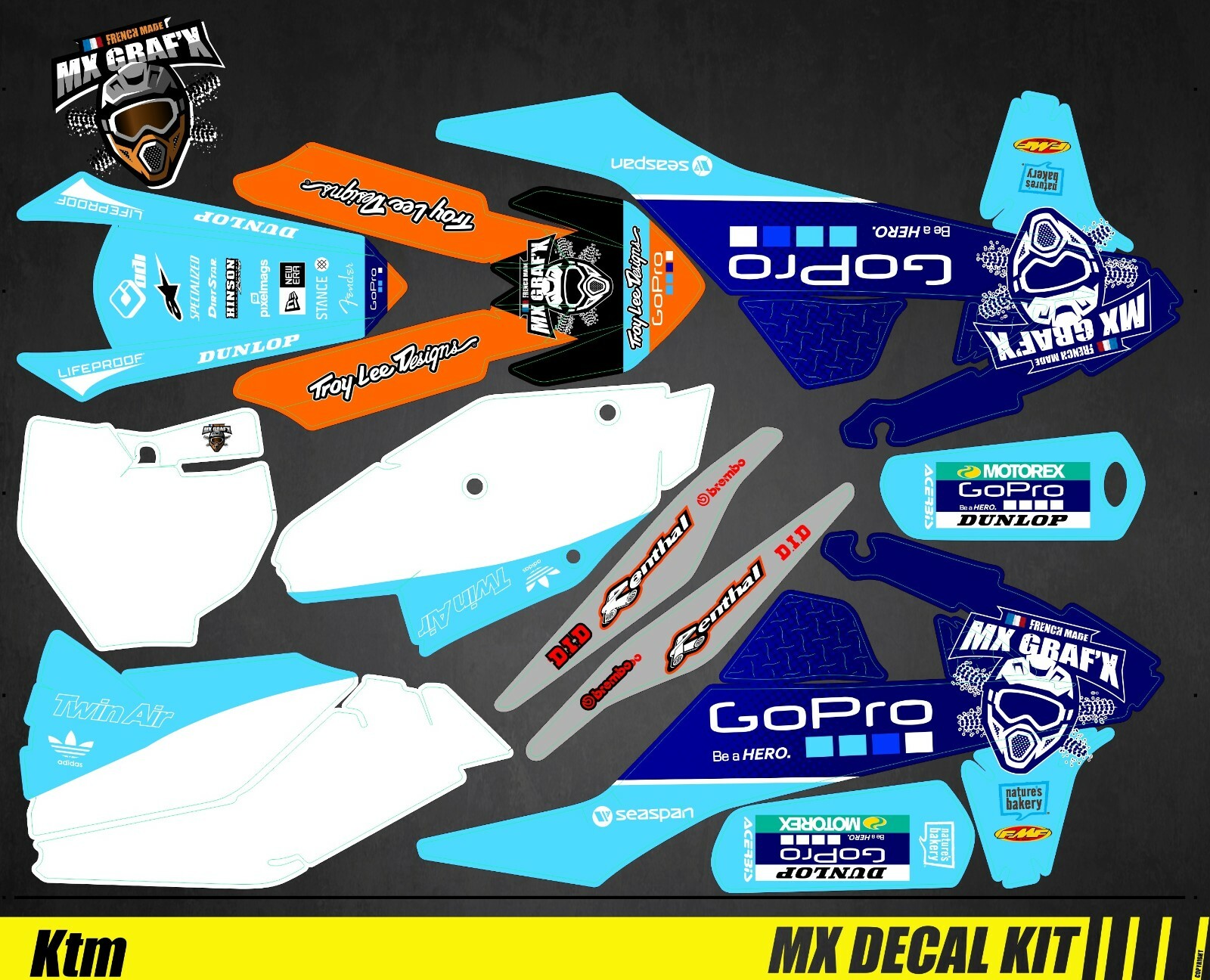 Motorcycle Decal Kit For KTM SX / SX-F – GoPro Blue Edition MX
