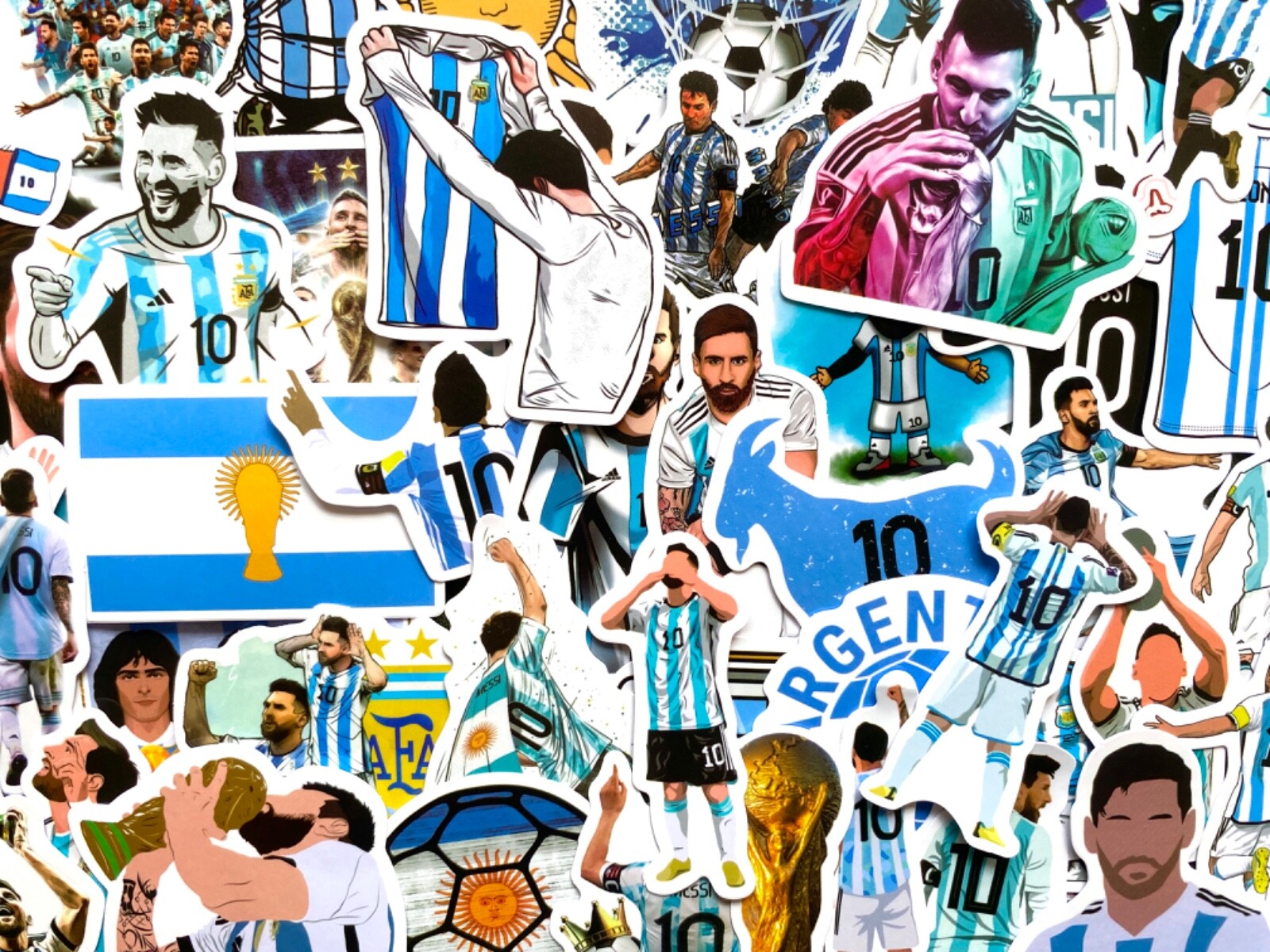 5-50 pcs Messi Inspired Stickers, Argentina World Cup Trophy Laptop Car Decals