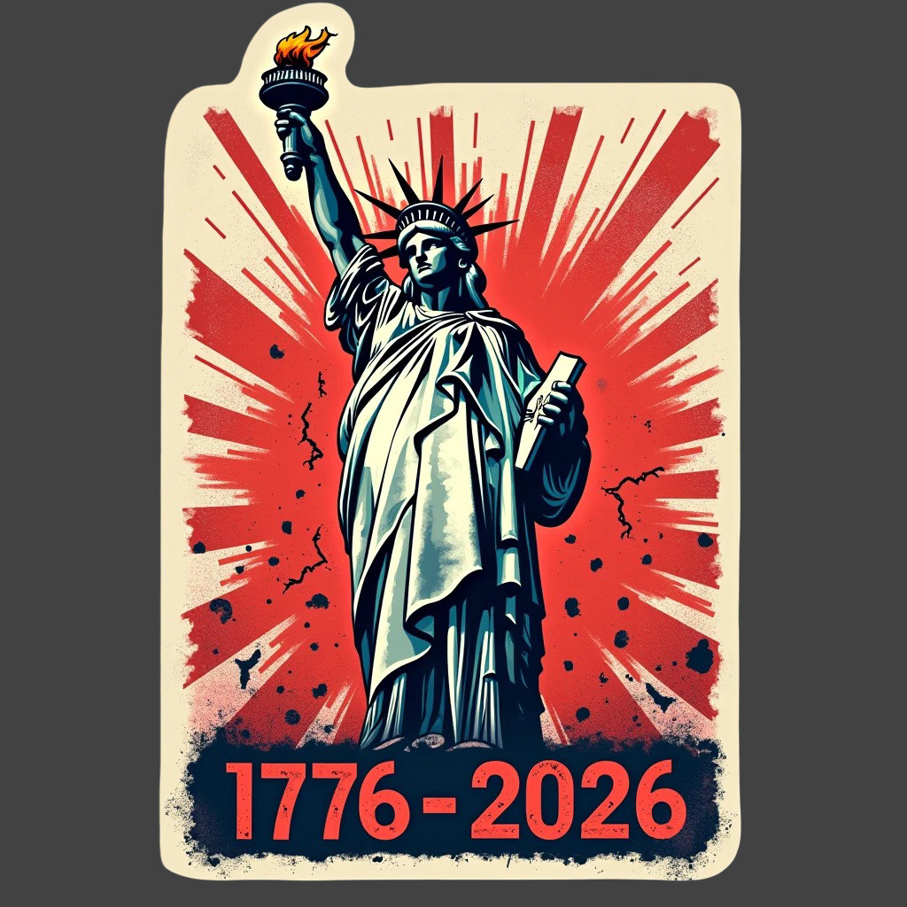 Statue Liberty 1776 2026 Sticker Vinyl Decal Patriotic USA Sunset Freedom