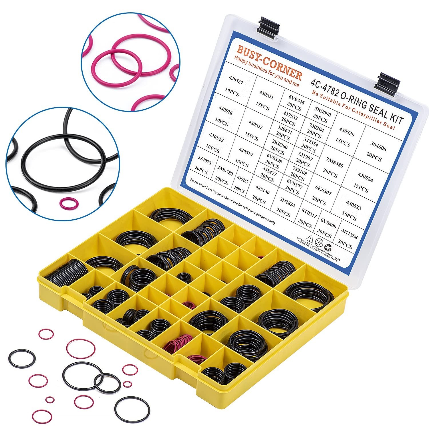 4C-4782 Seal O-Ring Kit, Nitrile 90, Hydraulic Hose Fitting Orings, Fits CAT Cat