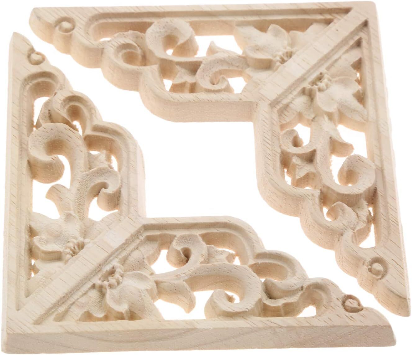 MUXSAM Wooden Decorative Appliques Onlays, 4-Pack 8x8cm/3.15"x3.15", 4 Pack