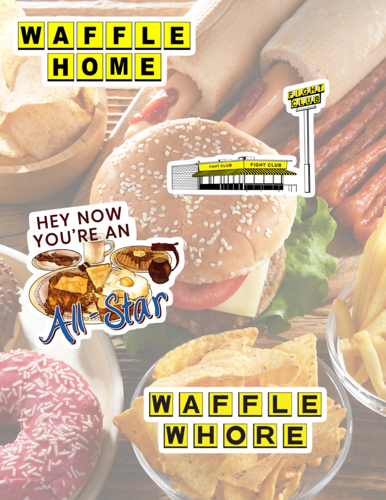 Waffle House Food 4pk Sticker Pack