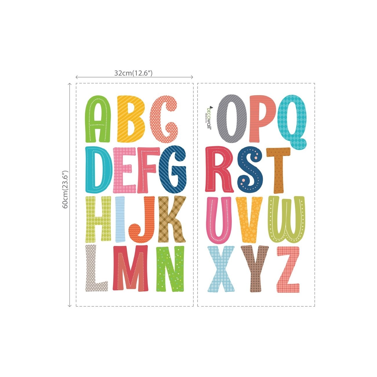 DS8-1701A Uppercase Alphabet ABC Letter Wall Stickers Wall Decals Peel and St…