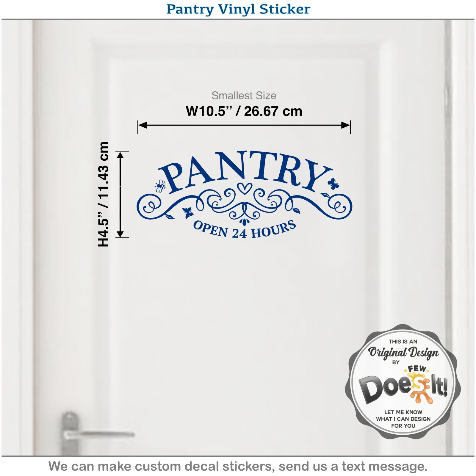 Pantry Door Decal Open 24 Hours Sign Modern Kitchen Antique Vintage Vinyl D200
