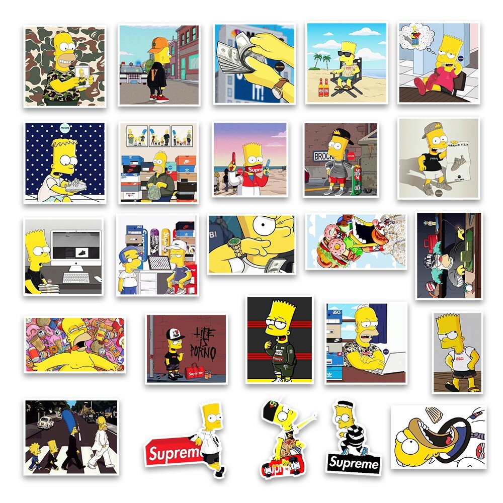 50 Pcs Stickers The Simpsons Character Luggage Skateboard Car Laptop Phone Vinyl