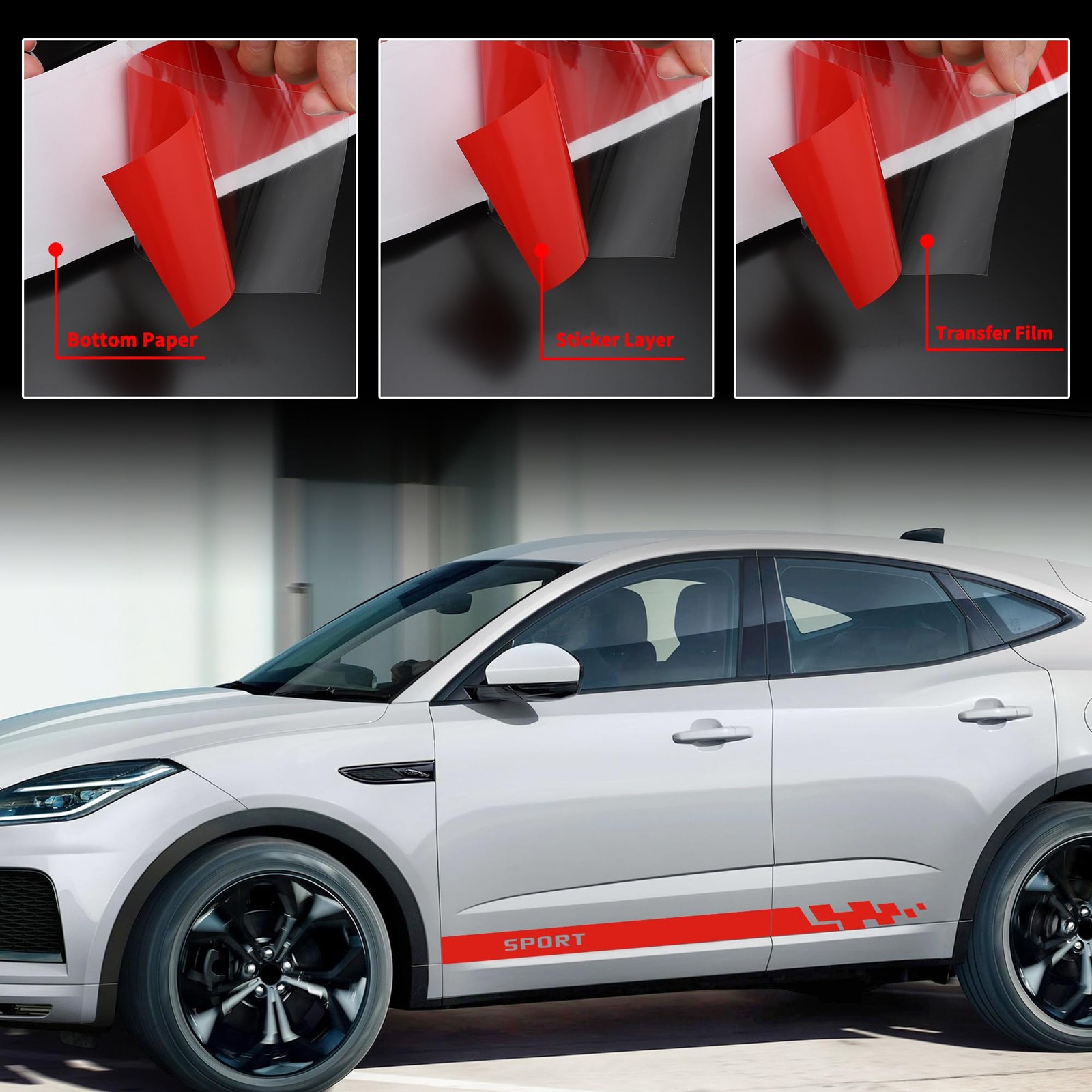 1 Pair Car Body Side Stickers Racing Sports Stripe Decals for Car Universal V…