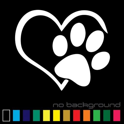 Heart Paw Sticker Vinyl Decal – Dog Cat Pet Puppy Love Wall Decor Car Window