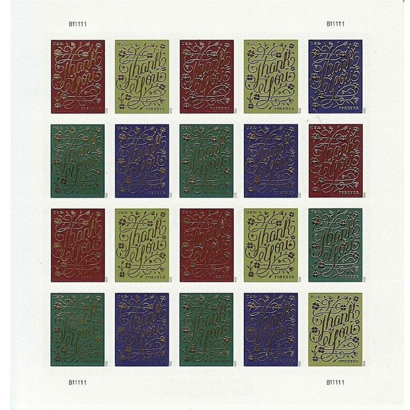 USPS Forever Postage Stamps Thank You 2020 – Sheet of 20 Stamps
