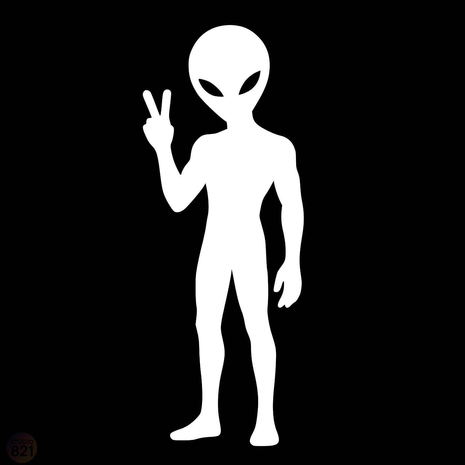 Alien Head Peace Sign Decal | UFO Area 51 Sticker | Car Truck Window Vinyl | V2