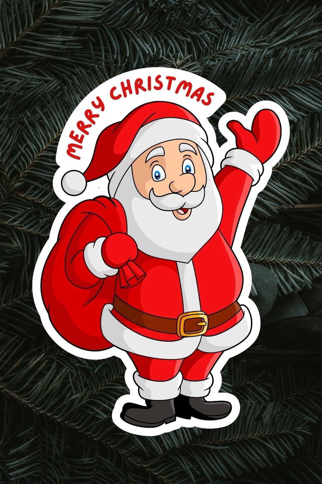 Holiday Christmas Santa Sticker Waterproof Vinyl Die Cut Glossy Matte Holiday