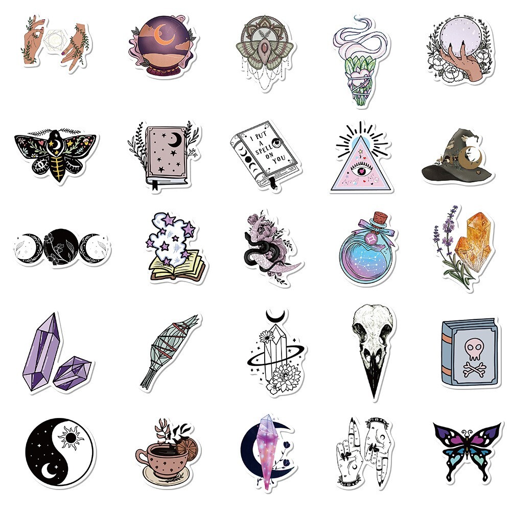 200pcs SPIRITUAL Stickers Pack,Crystal Potion Gothic Halloween Stickers,#196-199