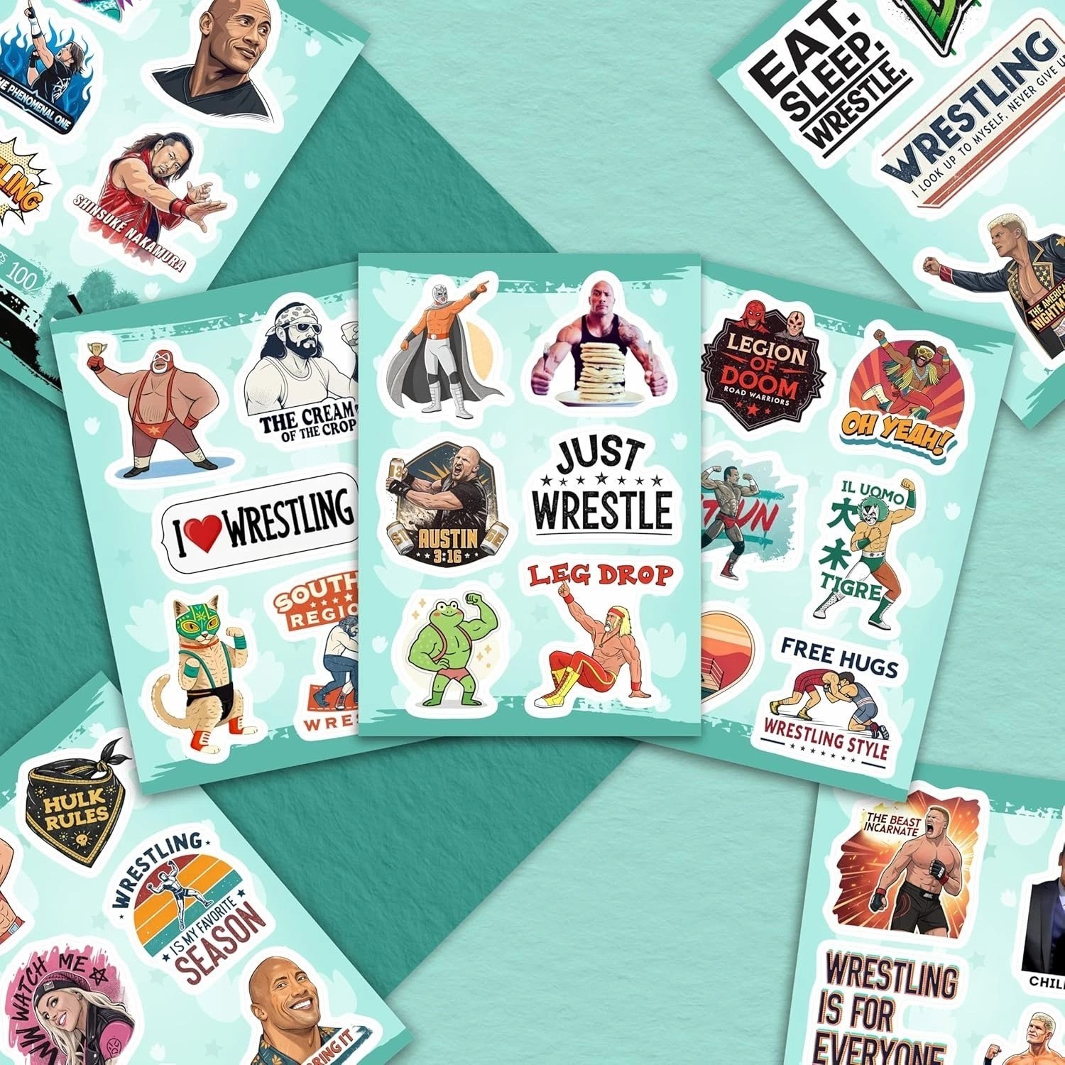 100Pcs Wrestling Stickers Pack – Fighter Vinyl Decals, Water Bottle, Laptop –…