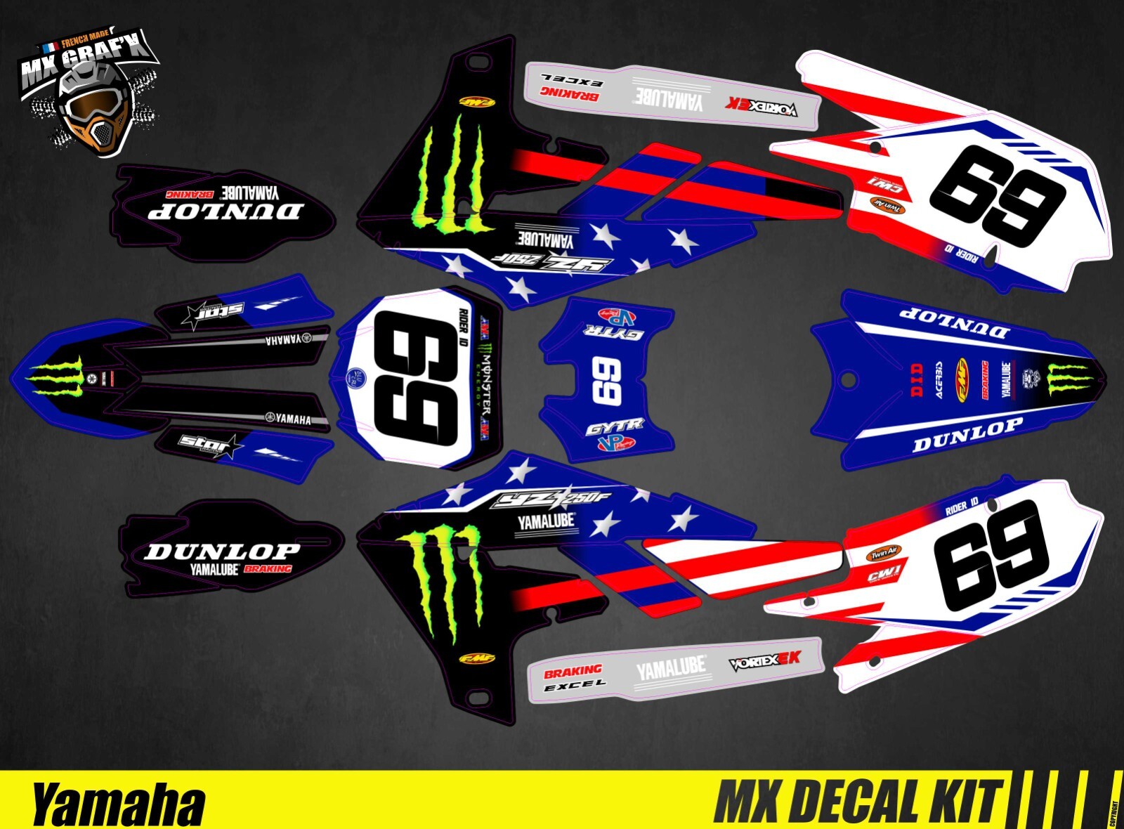 Motorcycle Decal Kit For Yamaha YZF – Replica Redbud 2022