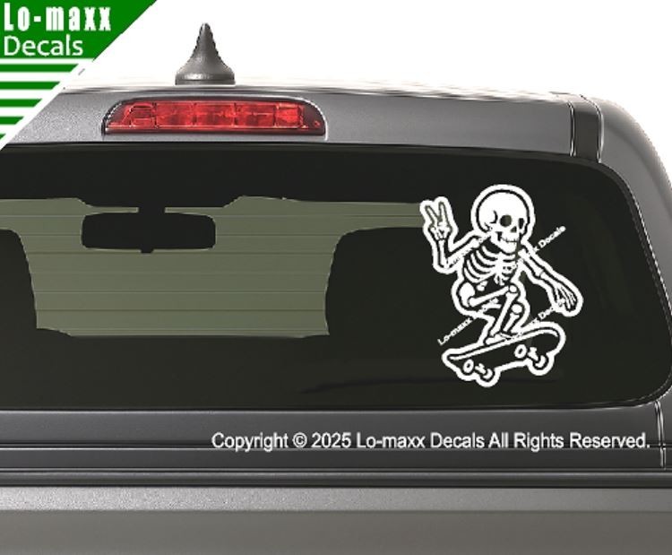 Skateboarding Skeleton Bones On Board Funny Die Cut Vinyl Decal Sticker