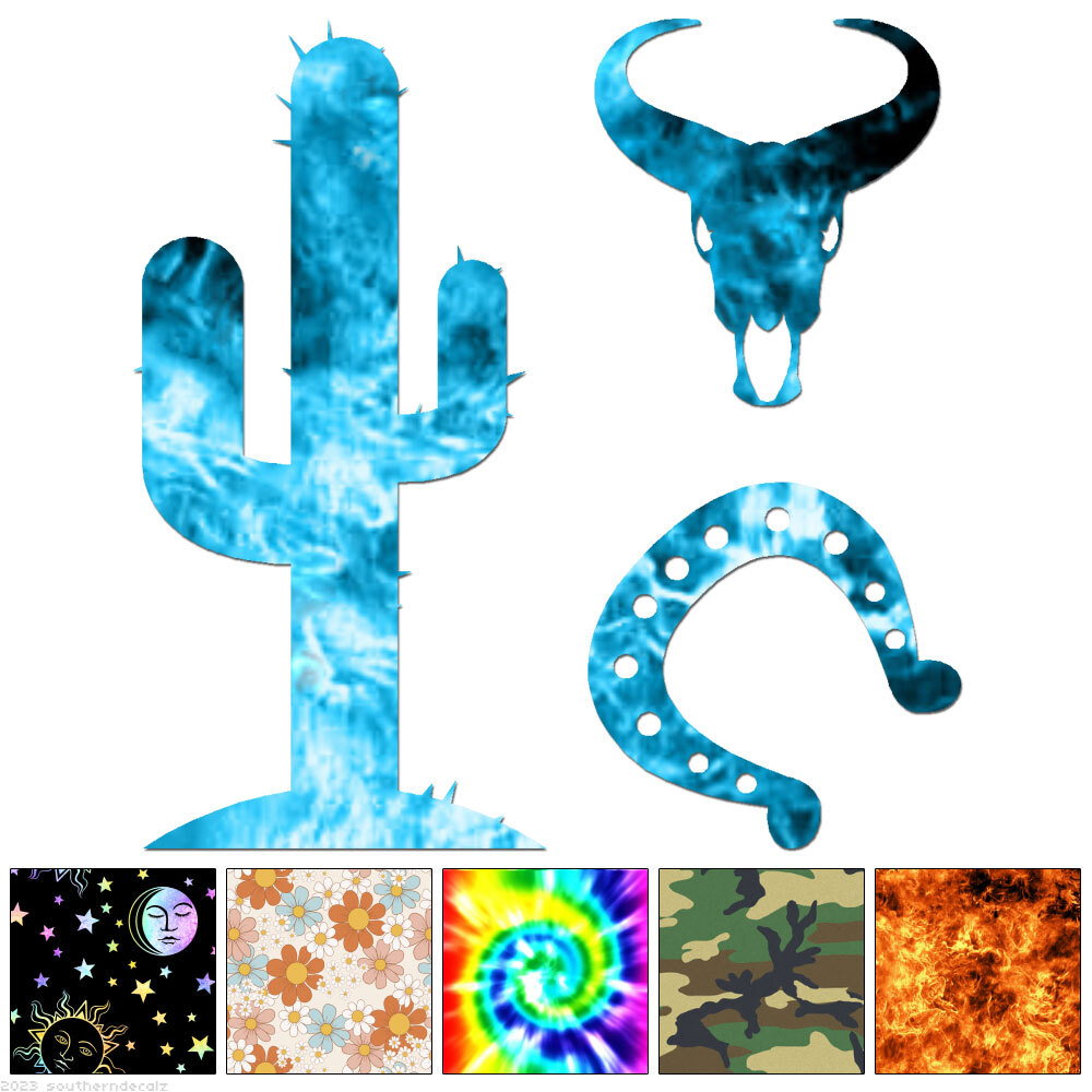 Cactus Horseshoe Skull – Decal Sticker – Multiple Patterns & Sizes – ebn7181