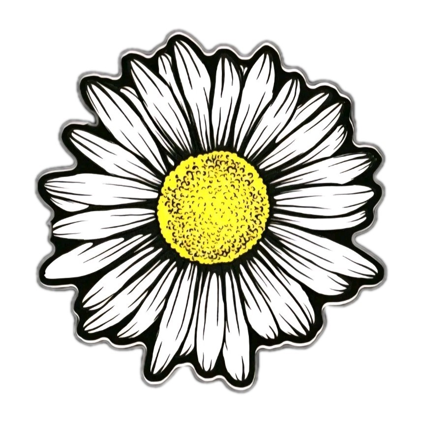 Daisy Flower Decal by Decalcomania USA NEW 3.5" X 3.5" P1D