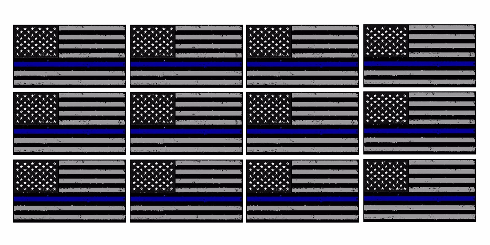 x12 Subdued Blue Tattered Flag Support Police 2" Helmet USA Vinyl Sticker Decal