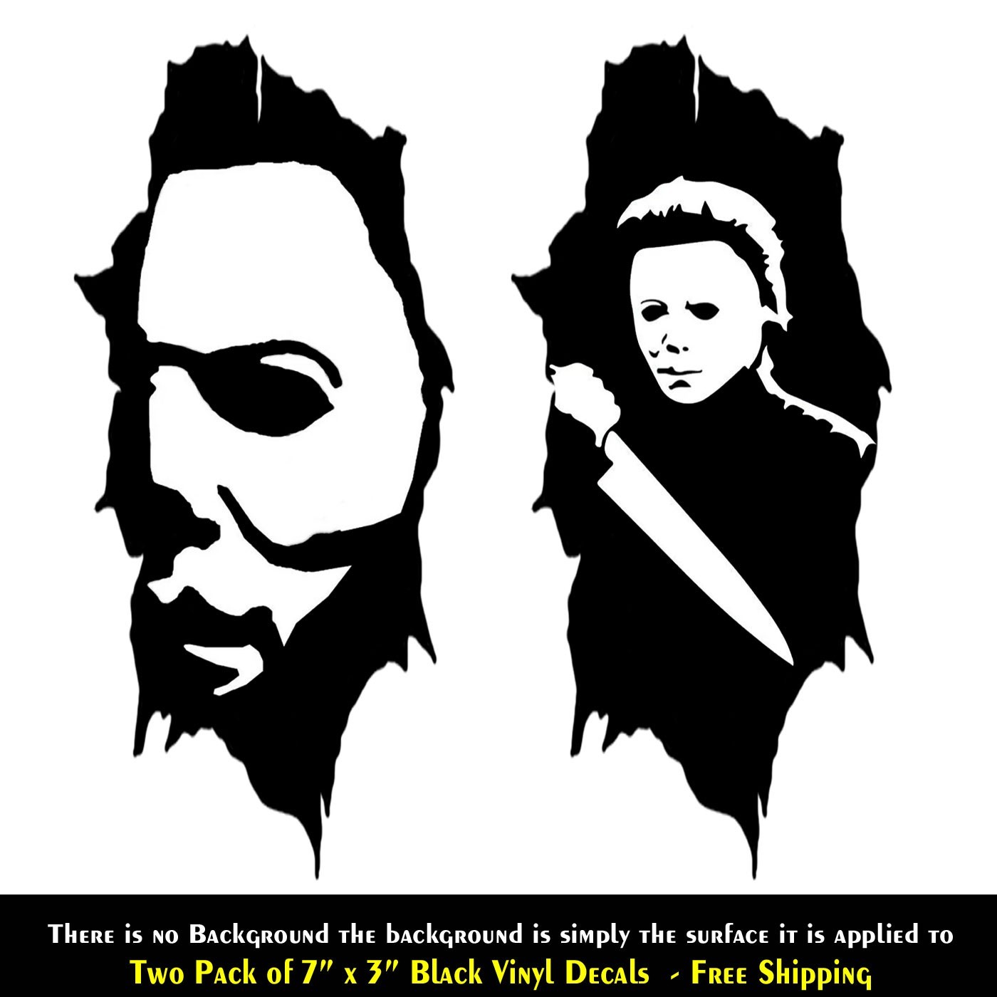 Michael Myers Two Pack 7" Black Vinyl Decal Car Truck Windows Door Bumper