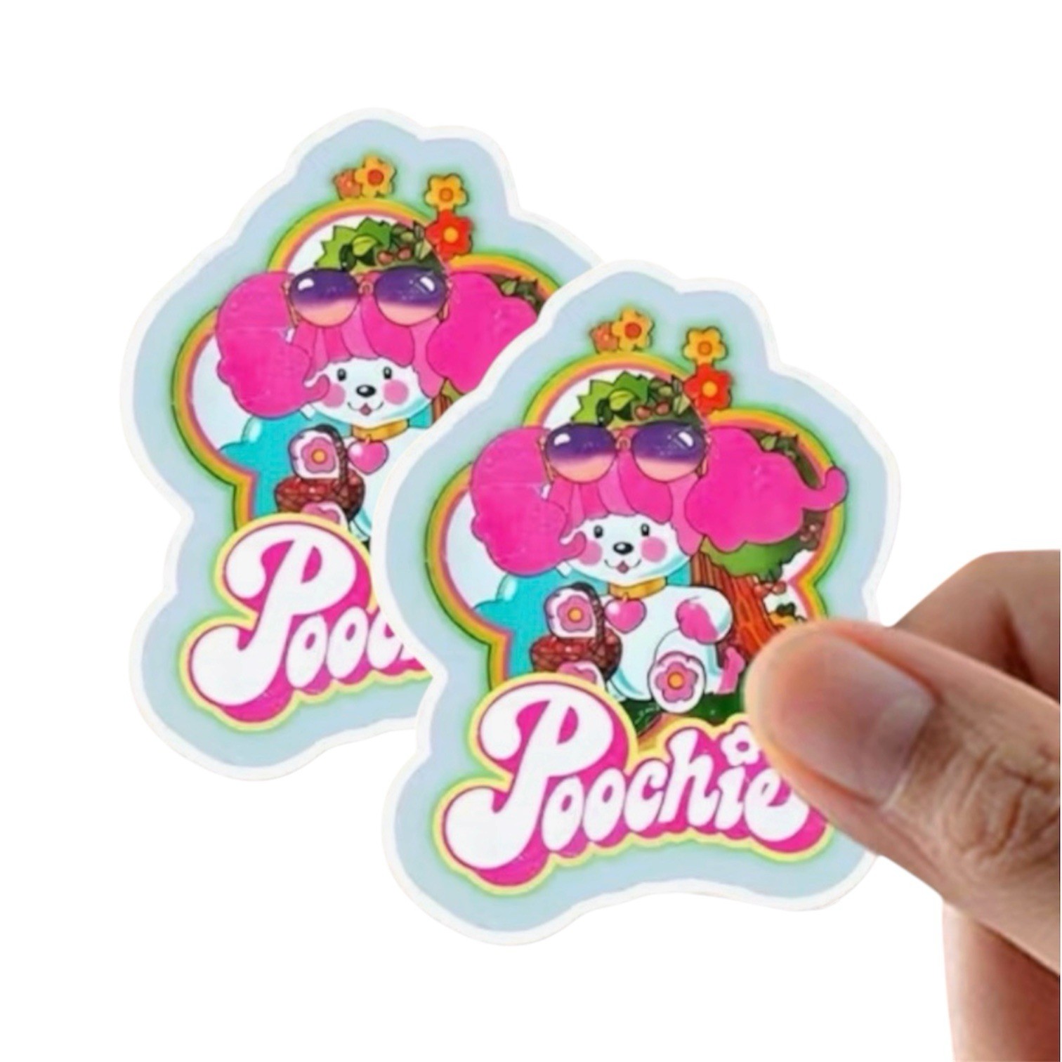 2 PACK-POOCHIE DOG VINTAGE RETRO NOSTALGIA 80s 2” VINYL DECAL STICKER SET LOT