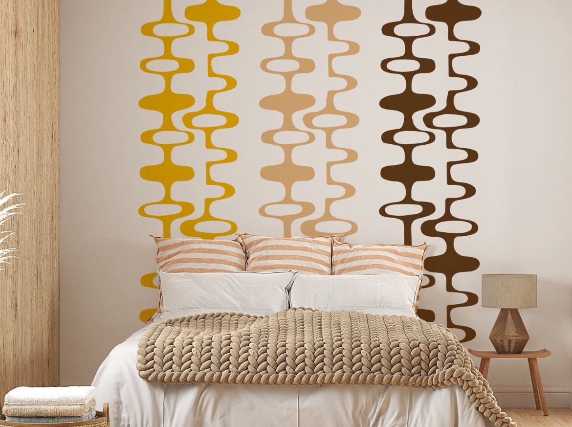 Modern Decor Atomic Age Oval And Stripes Modern Midcentury Wall Decal