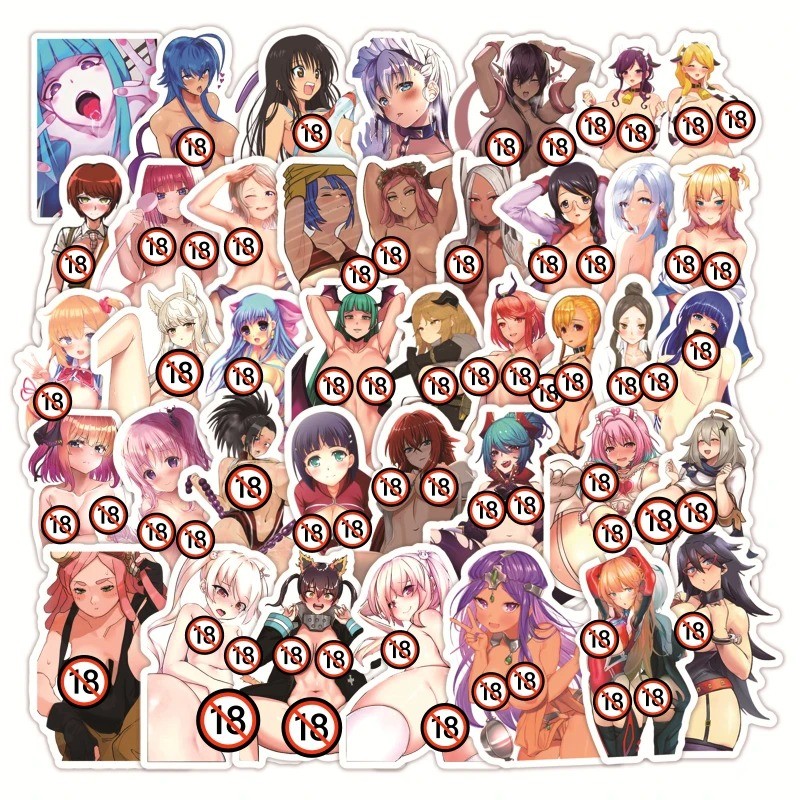 50pcs Sexy Anime Girls Hentai Stickers – Diy Graffiti Decals for Phone, Laptop🔥