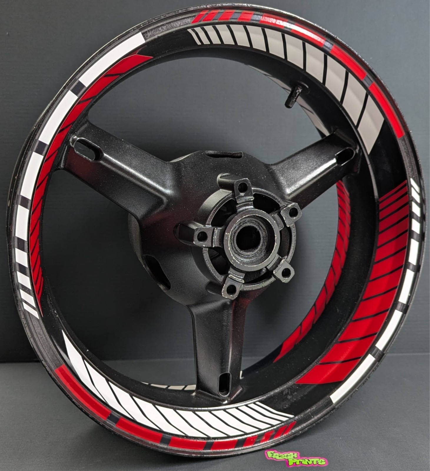 RED & WHITE Wheel Wrap Rim Stripes Inner Decals Tape Stickers for 17 Motorcycles