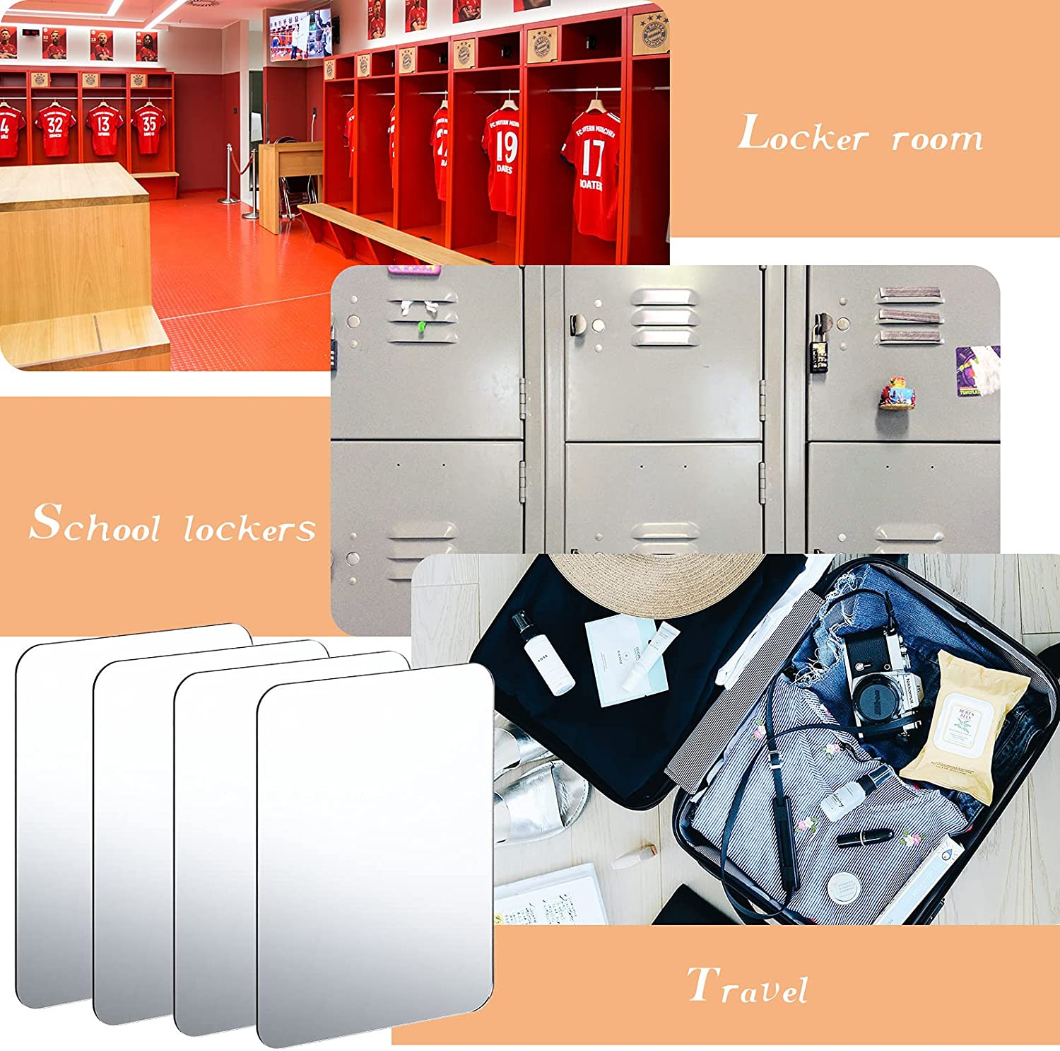 Magnetic Locker Mirror Self Adhesive Acrylic Mirror Sheet Wall Stickers Flexible