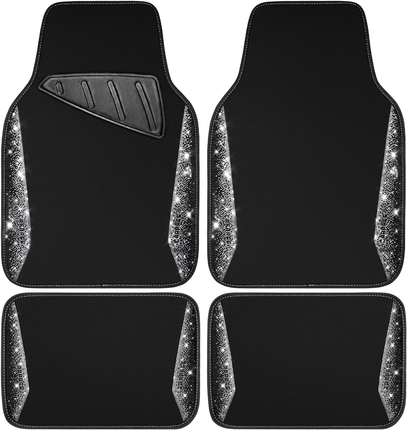 CAR PASS Bling Diamond Car Floor Mat Shining Rhinestones Carpet, Sparkly Glitter