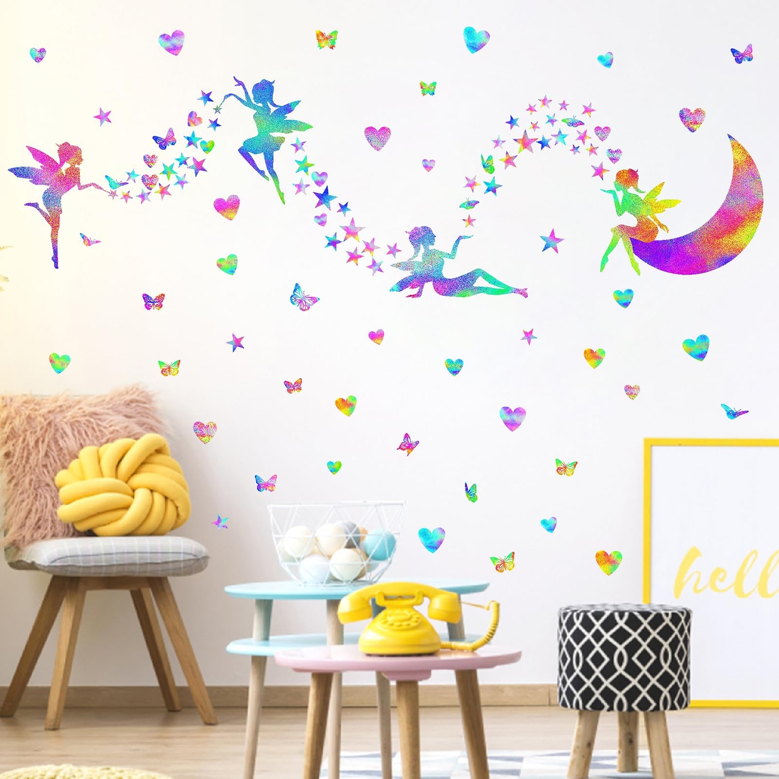 Colorful Fairy Wall Stickers for Girls Room Nursery Princess Wall Decals