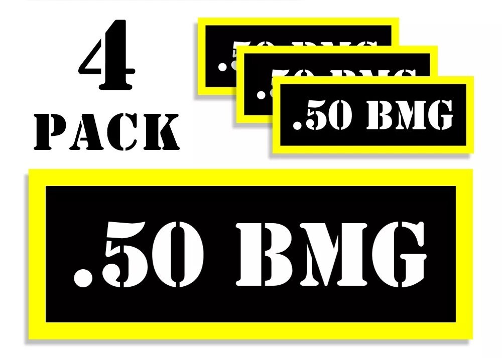 50 BMG Ammo Can Label Stickers Decal Ammunition (4 pack)