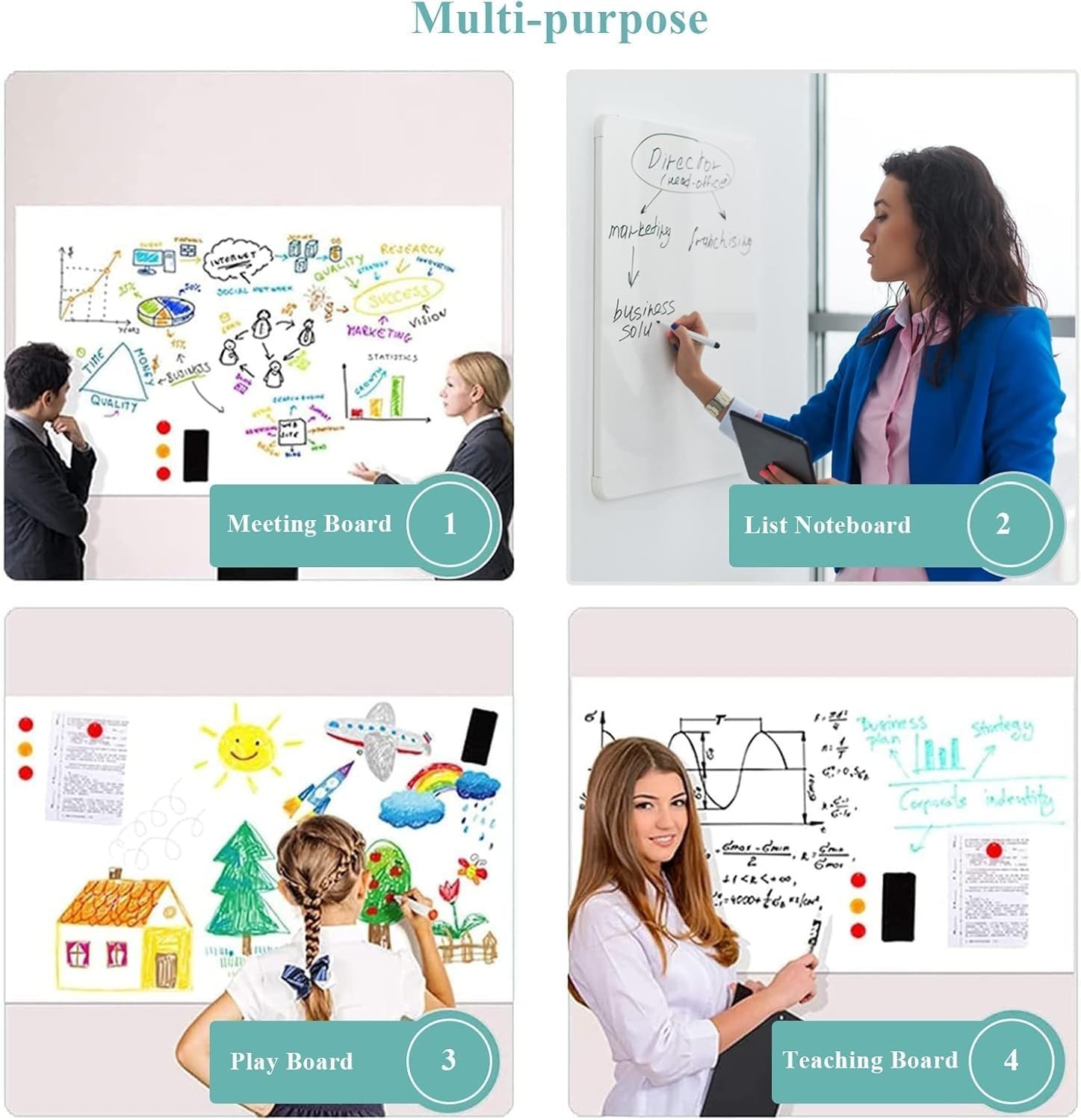 Large 48" x 36" Self-Adhesive Whiteboard Film | No Ghosting, Magnetic Surface