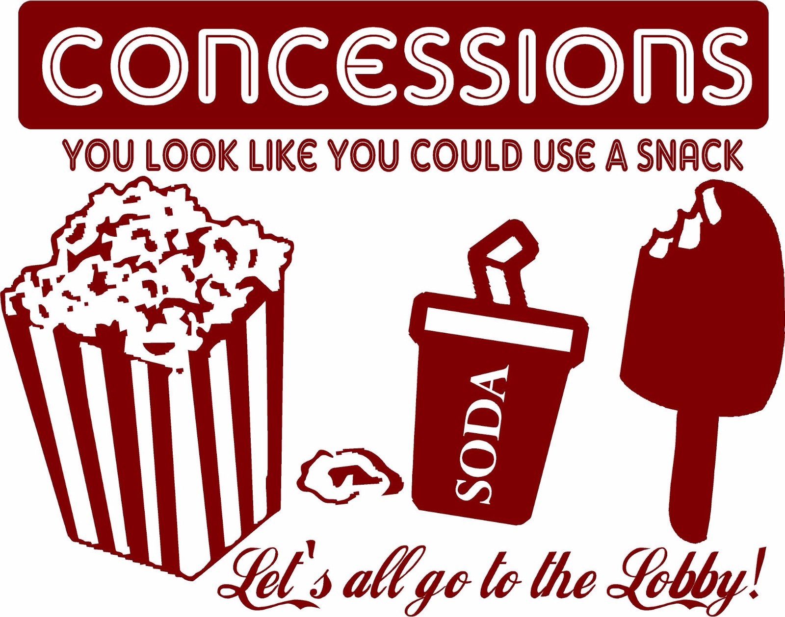 Concession decal for movie room popcorn box soda icecream wall art cinema decals