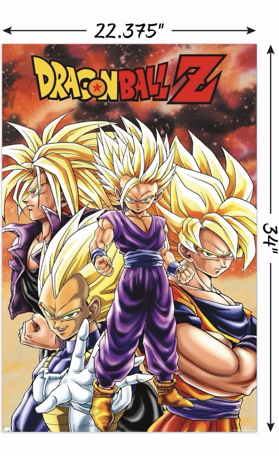 Dragon Ball Z – Saiyans Wall Poster, 34L" x 22.4W", Unframed Version