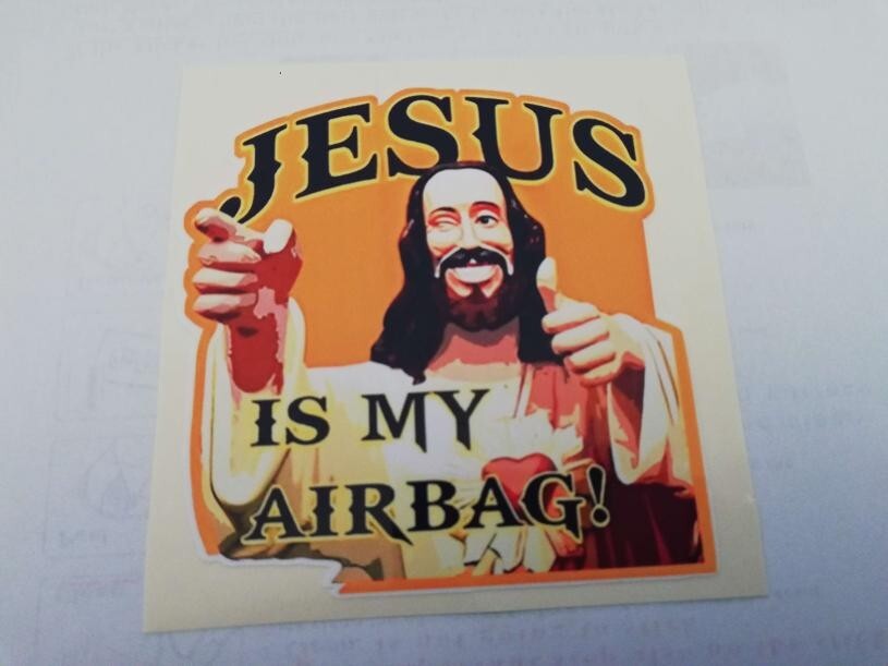 jesus is my airbag, funny , sticker , sticker