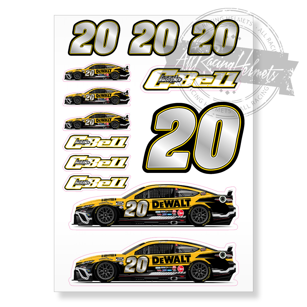 Christopher Bell #20 Toyota Nascar A4 Printed Vinyl Decal Sticker High Quality