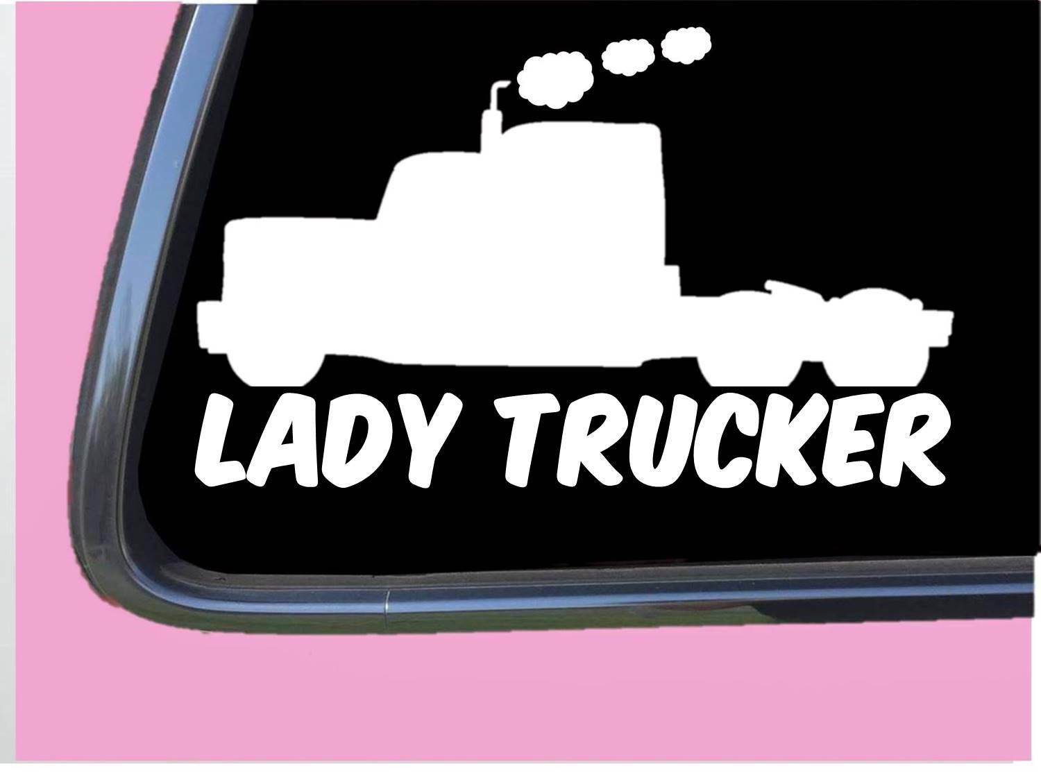 Lady Trucker TP 684 vinyl 8" Decal Sticker truck driver semi big rig 18 wheeler